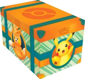 Pokémon TCG: Paldea Adventure Chest - Collectible Card Game Box Featuring Pokémon Characters in Orange and Green Design
