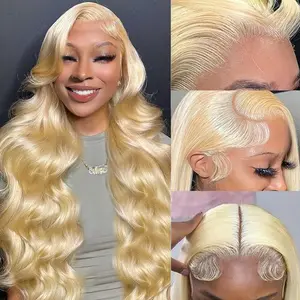 30 Inch 180% 13X6 Lace Front Wig 613 HD Lace Body Wave Human Hair Wigs For Women Glueless 22-30 Inch 613 Honey Blonde Body Wave Lace Frontal Wig Pre Plucked Human Hair Colored 27# 613 Lace Front Wig
