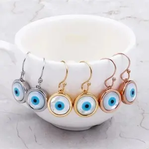 Evil Eye 18K Gold Plated Stainless Steel Earrings - Jewelry Lucky Charm Dangling
