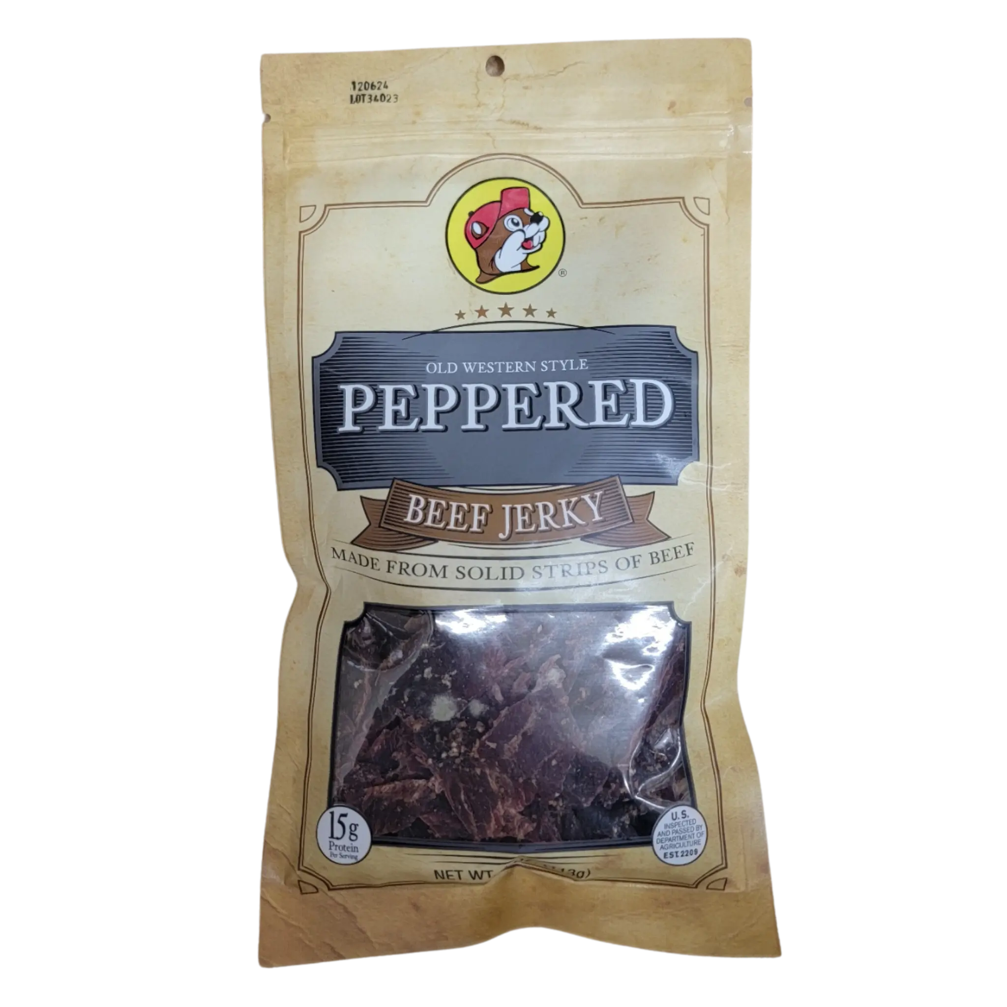 Buc-ee's Peppered Beef Jerky- 4oz bag of Robust Savory Flavors, Tender Strips of Dried Protein Packed Meat Snack Food high protein