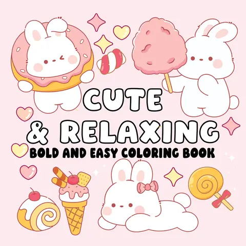 Adult Coloring Book for Stress Relief & Hobby Use - Cute, Bold & Easy, Beginners-Friendly, English, Easy-to-Color Lines, Charming Cozy Illustrations, Mindfulness Experience, Quick Mini Sessions (Children's Literature & Art Book for Busy Adults)