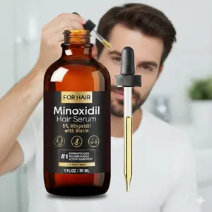 Minoxidil 5% Hair Growth Serum with Biotin & Caffeine, Hair Regrowth Treatment for Men and Women, Thickening & Strengthening Hair Loss Serum, Nourishing Scalp Care, 1 FL.OZ (30ML)