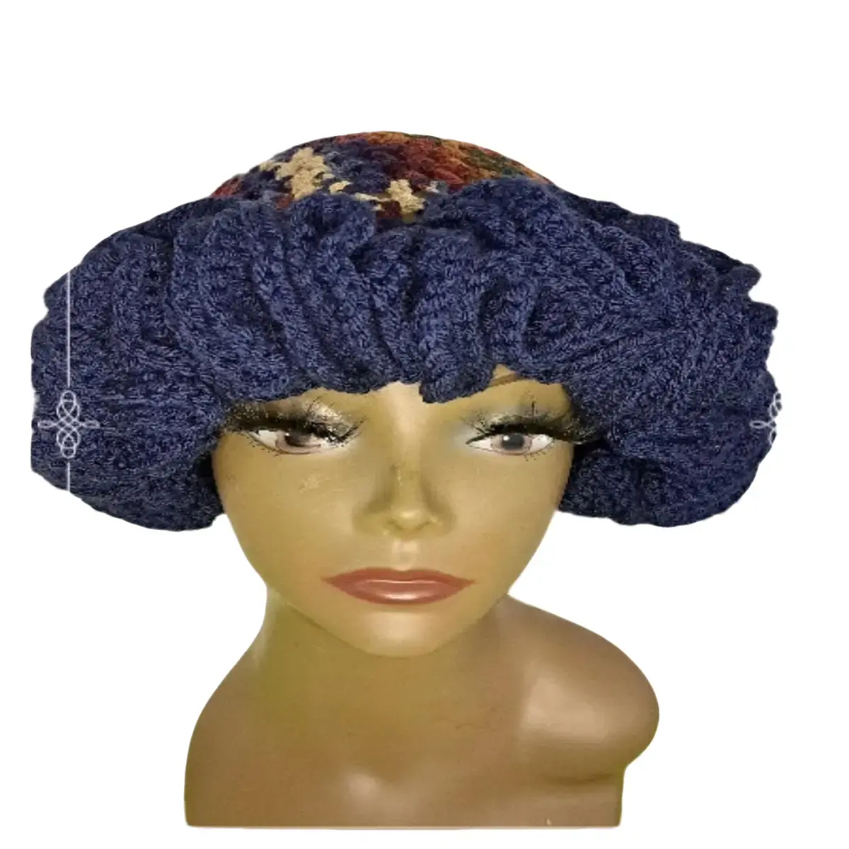 Blueberry Camo Crochet Ruffle Hat