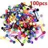 D.bella Unisex 14G Tongue Rings 50PCs/set Random Color Tongue Rings 16mm Plastic Ring Nipple Rings Tongue Piercing
