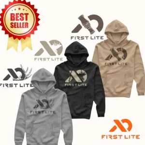 First Lite Logo Heavyweight Hoodie, Rugged Outdoor Hoodie, Warm Hunting Hoodie, Camping And Hiking Pullover, Unisex Cold Weather Apparel PL09X