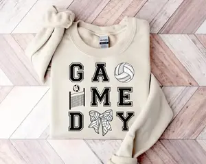 Game Day Volleyball Sweatshirt or Tshirt, Coquette Bow Volleyball Sweatshirt, Touchdown season Shirt, Volleyball Mom Shirt, Team Player Jersey