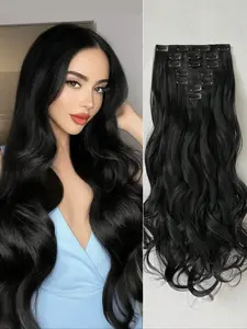 Women's Long Straight Hair Extensions, 16 Clips 22 Inches Synthetic Fiber, Natural Smooth Look, Easy Daily Wear & Special Occasions, Synthetic Wiglets, Synthetic Clip Hairpiece