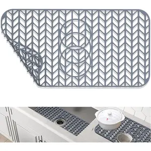 Sink Protectors for Kitchen Sink 19x13 & 24x12.5 & 13x11 & 26x14 & 28x14 & 29x15, Large  Mats Grid for Bottom of Farmhouse Stainless Steel (24x12.5 with 3 Reserved Holes)