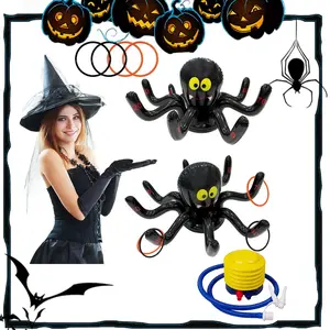 Inflatable Octopus Ring Toss Game, Halloween Prank Prop for Kids, Family Interactive Toy, Fun Party Activity, Scary Ghost Festival Gift