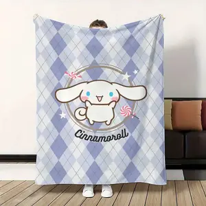 Cinnamoroll Fluffy Flannel Blanket, Soft Cozy Throw Blanket for Bed Sofa Picnic and Luxury Home Comfort girly bedroom decor