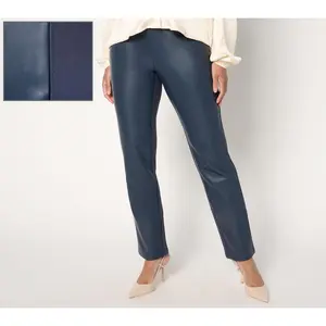 Belle by Kim Gravel Tall Faux Leather Front, Ponte Back Pant