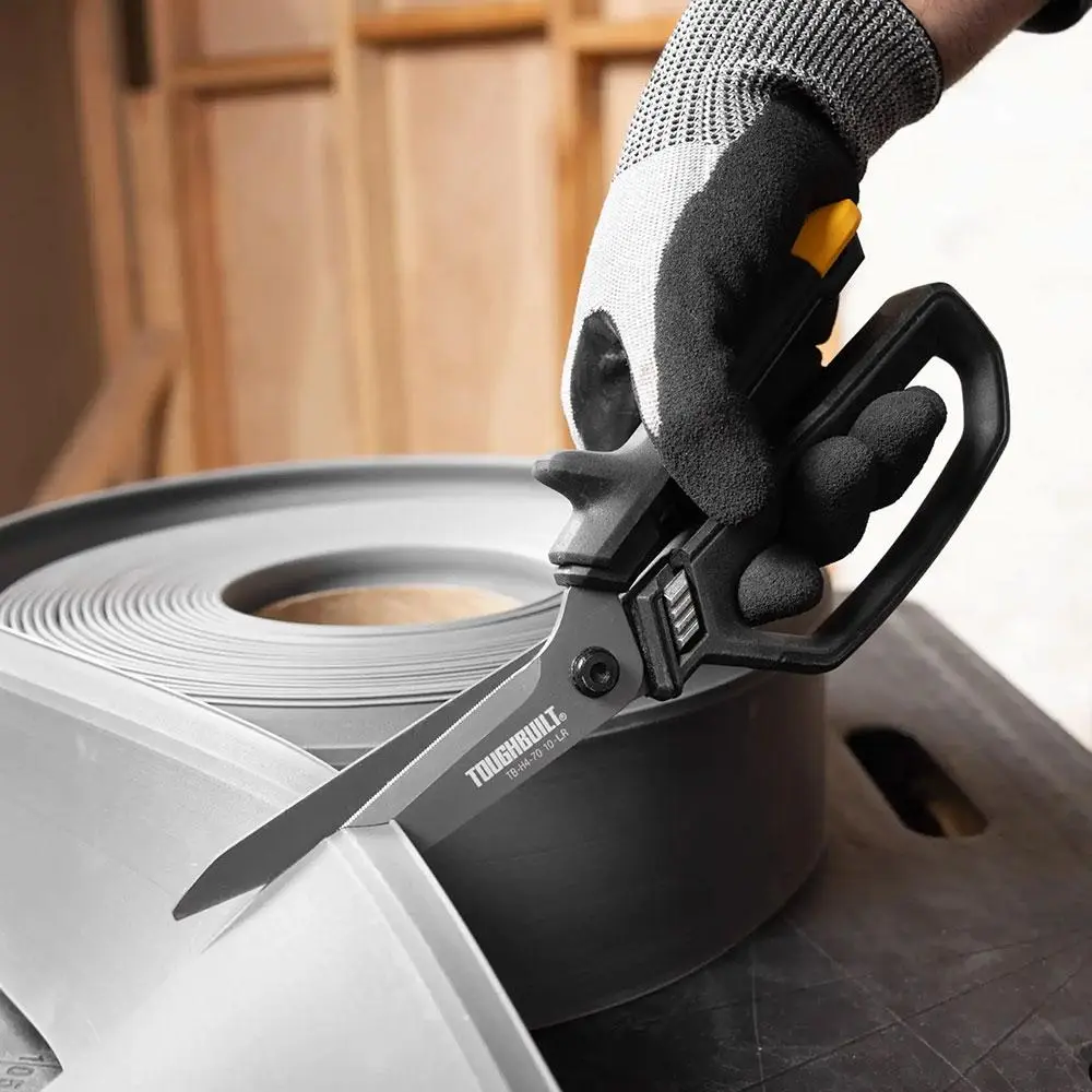 Multipurpose Open Handle Shears, Spring-assisted Scissors with Titanium Coating & Ergonomic Grip, Industrial Use Scissors