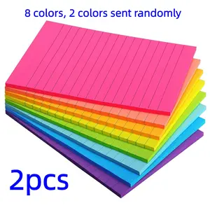 8 Pack Super Sticky Power Notebooks, Sticky Labels, 45 Colorful Pages Each, Bright Design, Back to School Supplies, Study Aids, Stationery