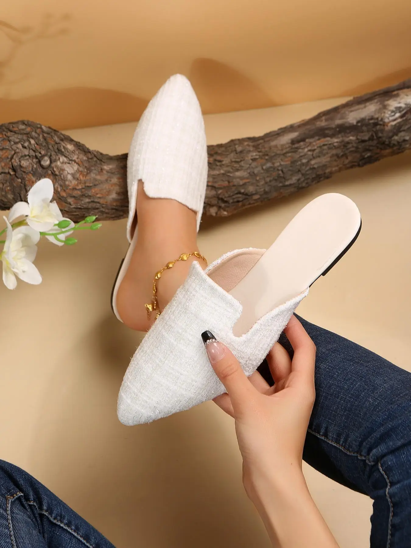 Women's Fashionable Pointed Toe Slip on Flats, 1 Pair Casual Soft Comfortable Flat Shoes for Daily Wear, Lightweight Breathable Comfortable Shoes for