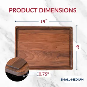 Handcrafted Walnut Wood Cutting Board 14x9 Small-Medium Prep & Bar Board Reversible Design with Juice Groove Knife-Friendly Hardwood Made in USA Virginia Sustainable American Walnut Pre-Seasoned Serving & Chopping Board