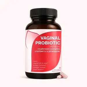 Women's Probiotics pH Balance Odor Control FloraHealth Moistening Tightening 7 Billion CFU Probiotic Prebiotic 7-in-1 Mushroom Blend Cranberry Pineapple 60Capsules Pack of Supplement