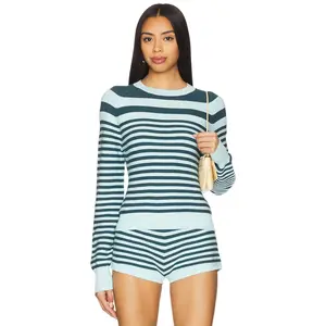 Solid & Striped Manny Sweater in Evergreen & Sky Stripe