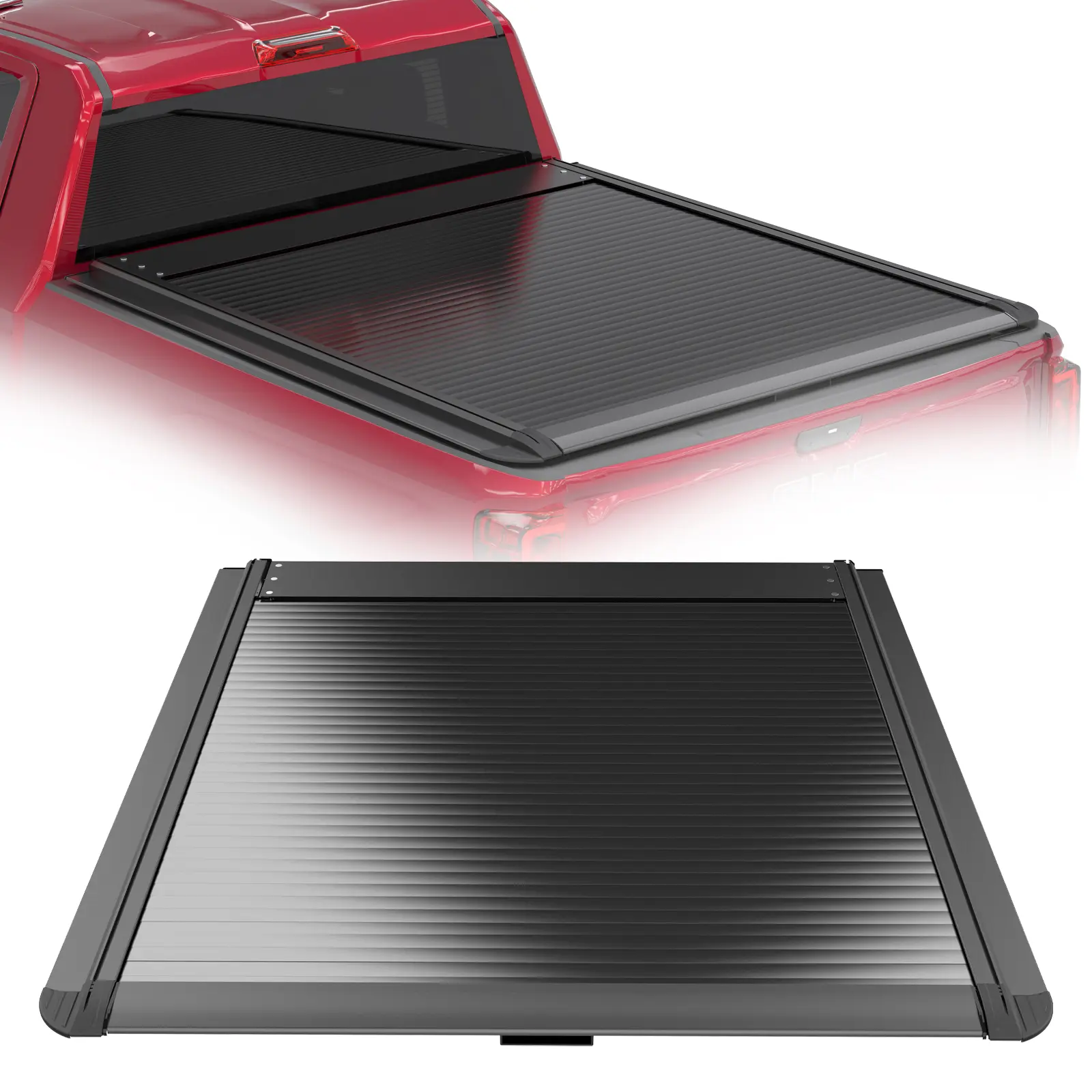Retractable Hard Tonneau Cover for Truck Bed, 5.5 FT Heavy Duty Aluminium Powder Coat (Resists Road Grime) Cover Compatible with Chevrolet Silverado 1500 & GMC Sierra 1500 2019-2025, Mechanical Lock, T-Slot (Steel & Alloy for Daily Use)
