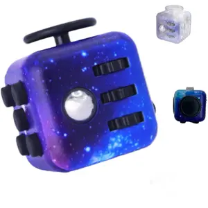 Infinity Cube Fidget Toy for Kids and Adults - Anxiety Relief Cubes for ADD, ADHD, OCD & Autism - Blue Design with Star Pattern