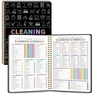 Cleaning Planner for Adults Women, Cleaning Schedule and Checklist Notebook, Daily Weekly Monthly Household Cleaning Organizing Planner