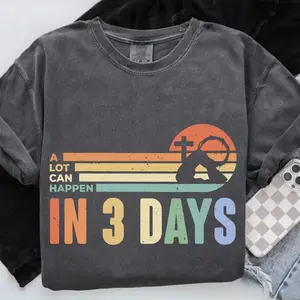Comfort Colors Christian Shirt, A Lot Can Happen In 3 Days Shirt, Easter Religious Mom Outfit, Jesus Apparel, Trendy Faith-Based Hoodie, Bible Verse Gift, Vintage Graphic Streetwear, Women's Grace Crewneck Sweatshirt