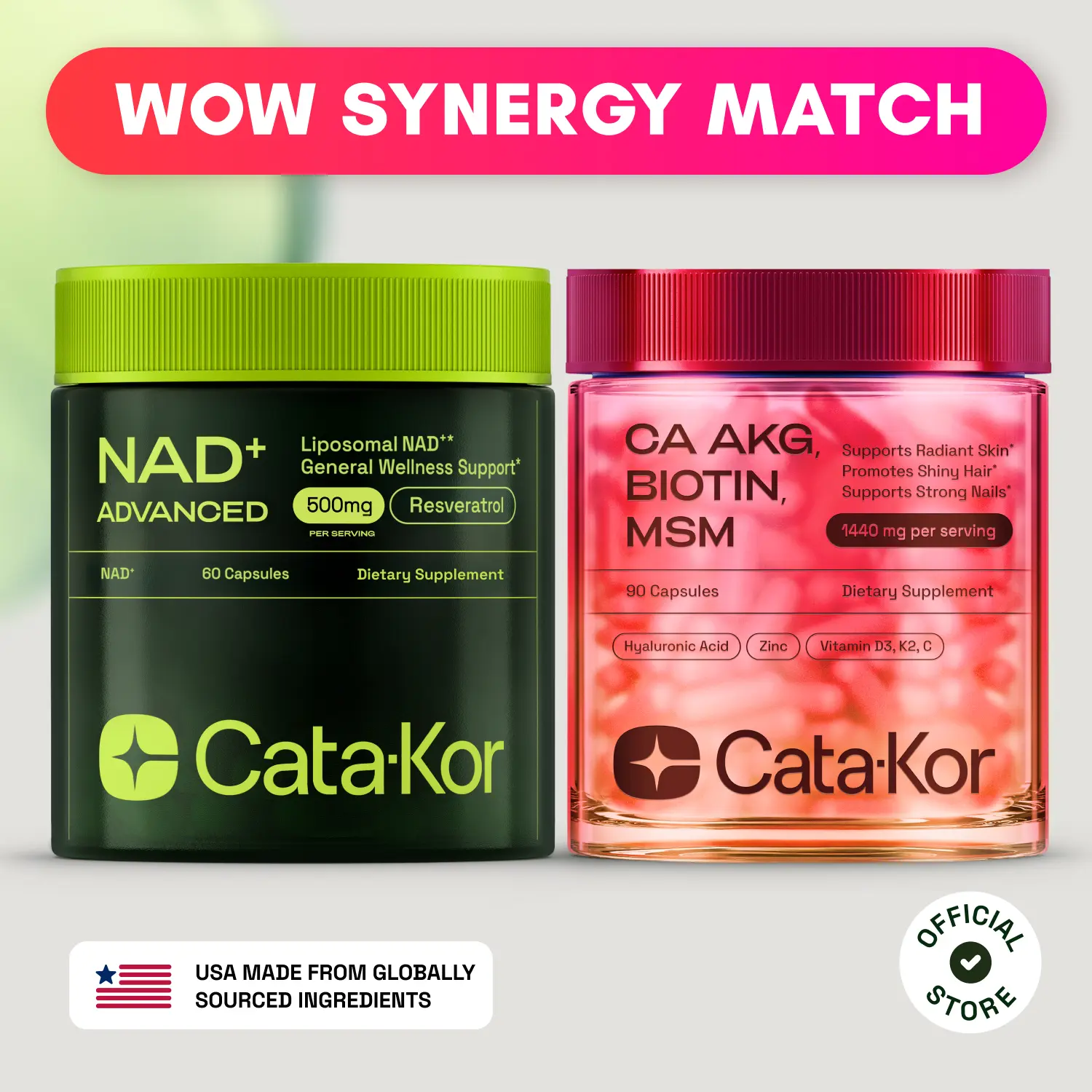 Cata-Kor NAD+ & Skin, Hair, Nails Bundle - Supplement for Beauty & Energy Antioxidant Complex Optimum Cata-Kor NAD+ & Skin, Hair, Nails Bundle - Supplement for Beauty & Energy Antioxidant Complex Optimum