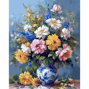 14ct Counted Stamped Cross Stitch Kits for Adults Elegant Flowers Printed Cross Stitch Patterns Art Crafts Cross Stitch Supplies (Flowers 2)