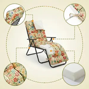 Waterproof Sun Lounger Cushion Only Replacement Lounger Cushions Pad for Sunloungers 100% Cotton Thick 167x53x10 cm Outdoor Garden Rattan Recliner Relaxer Chair Cushions, Daisy