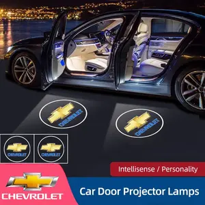 2Pcs Led Car Door Logo Welcome Light, Car Decorative Light, Auto Emblem Projector Decoration Accessories For Chevrolet Corvette Montana TrailBlazer Silverado Traverse Camaro Suburban Equinox Bolt Cruze Malibu Colorado