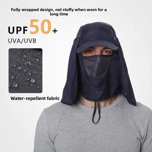 50+ Sun Protection Hats - Summer Men's and Women's Sun Hats, Outdoor Wide Brim Boating Hats, Mountaineering Sunshades, Fishing Hats, Quick-Drying Breathable Dual-Purpose Sun Hats, Detachable Breathable Face Mask, Foldable Hat