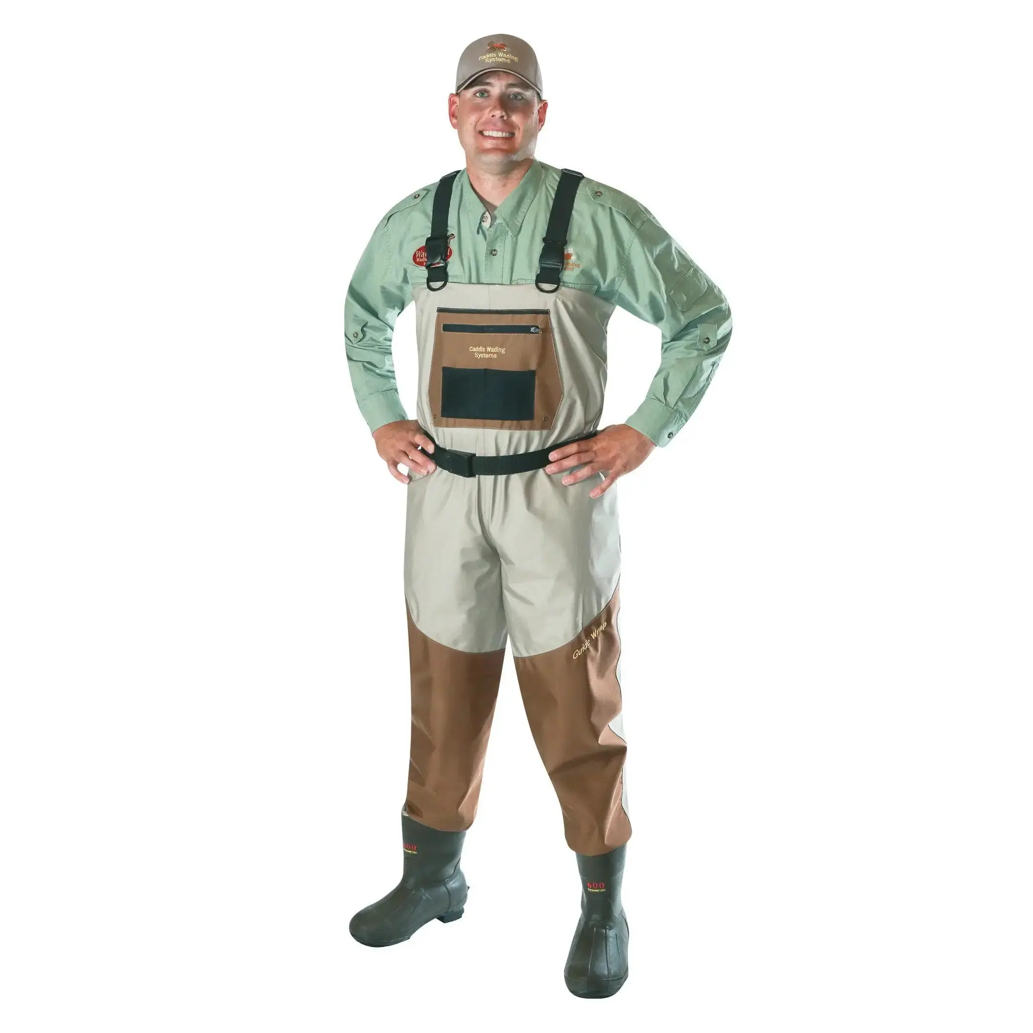 Caddis Mens Regular Beige/Khaki Breathable 600 Gram Thinsulate Bootfoot Waders