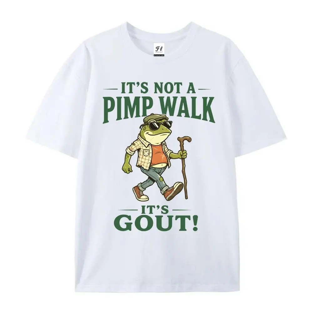 Funny Frog It's Not A Pimp Walk It's Gout Cotton T-Shirt, Humor Graphic Tee, Comfort Casual Outfit, Perfect Gift For Gout Sufferers & Joke Lovers, Ideal Everyday Fashion