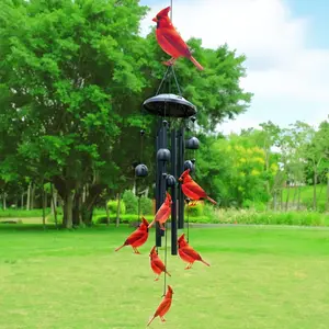 Metal Wind Chime Cardinal Outdoor Garden Courtyard Decorative Hanging Ornament with Red Birds and Black Bells Elegant LED Rose Bouquet Decor Bone Dance Ornament with Base mannequin Strawberry Squeeze Toy for Stress Relief motion censor mannequin car stuff