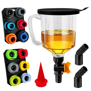 18 Pack No Spill Engine Oil Funnel Kit,1.59QT/1.5L Automotive Oil Funnel Set, 2 Magnetic Adapter Organizer Boards 12 Adapters Compatible with GM, Ford, BMW, Audi, Land Rover Etc