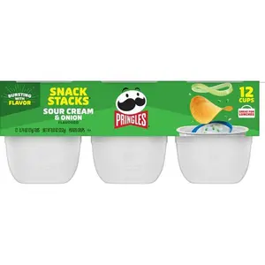 Pringles Sour Cream and Onion Potato Crisps Chips, Lunch Snacks, 12 Count