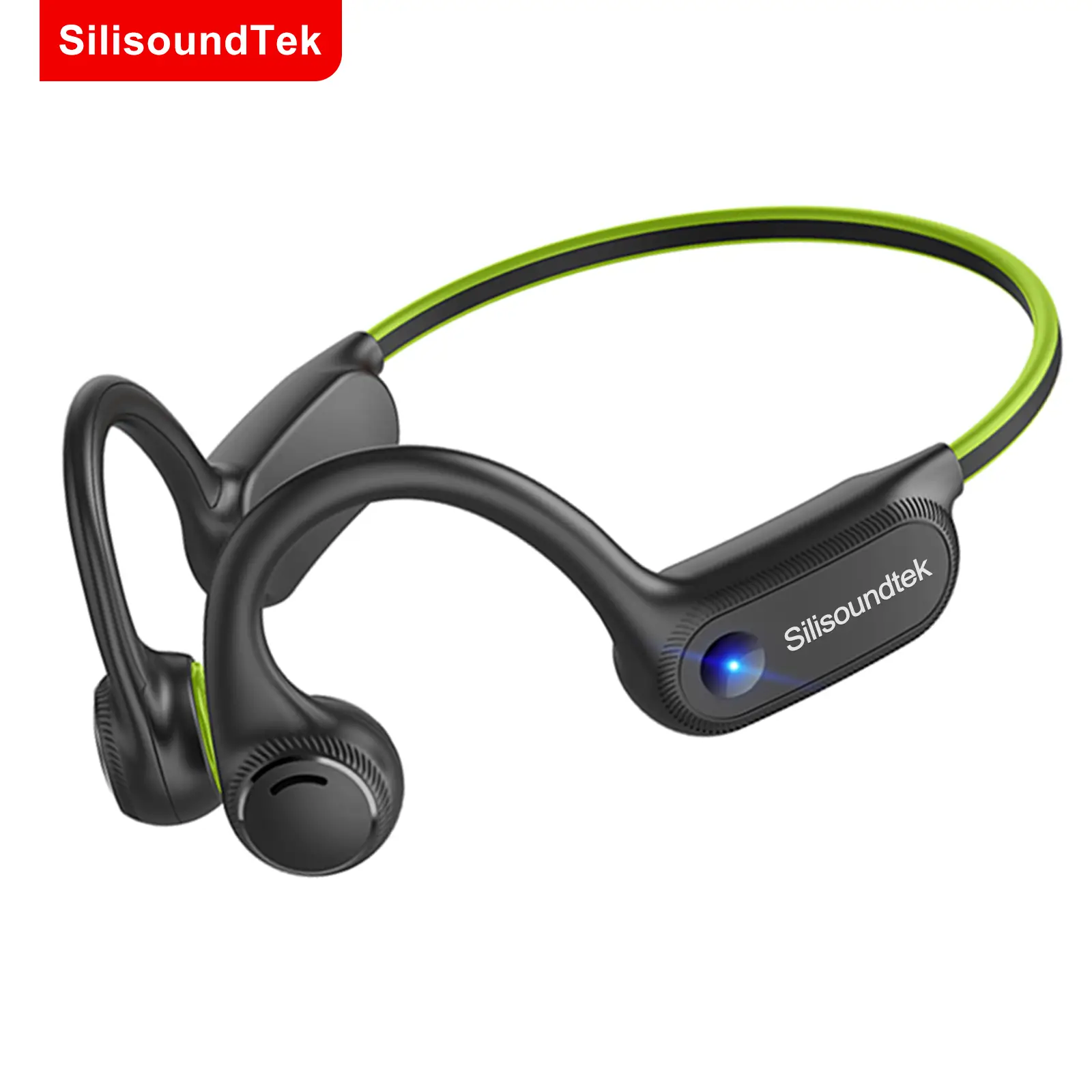 SilisoundTek Air Conduction Headphones Bluetooth 5.2 Open Ear Running Wireless Earphones with Large Capacity Battery, Easy Control,Stereo, Headset Aud