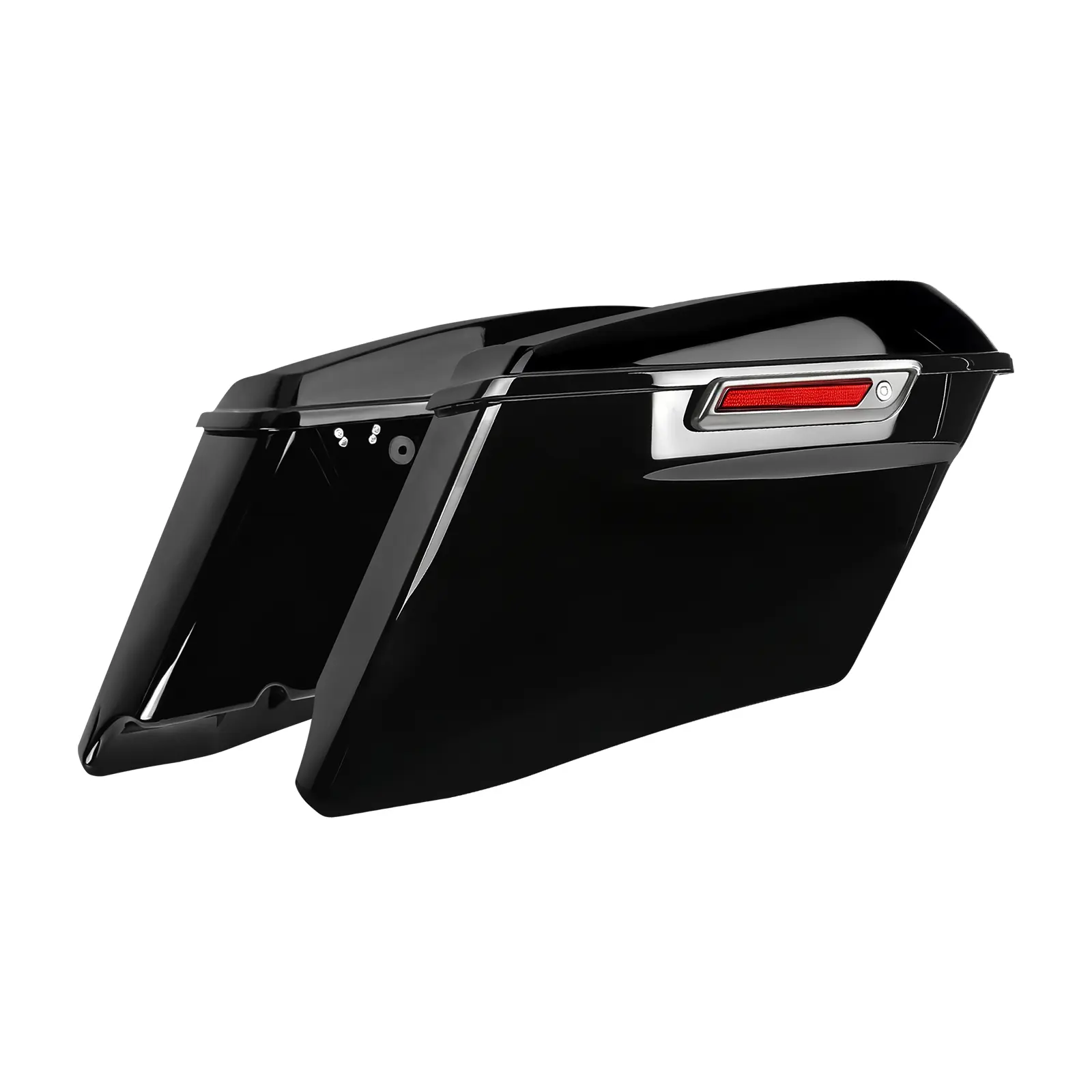 4 Inch Black Stretched Hard Side Storage Saddlebags, Fit For Touring Series 14-24, Wear Resistant Hard Shell, Lockable With Keys, Spacious Large Capacity Design