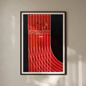 Abstract Running Print  Minimalist Sports Illustration, Athletics Track Poster