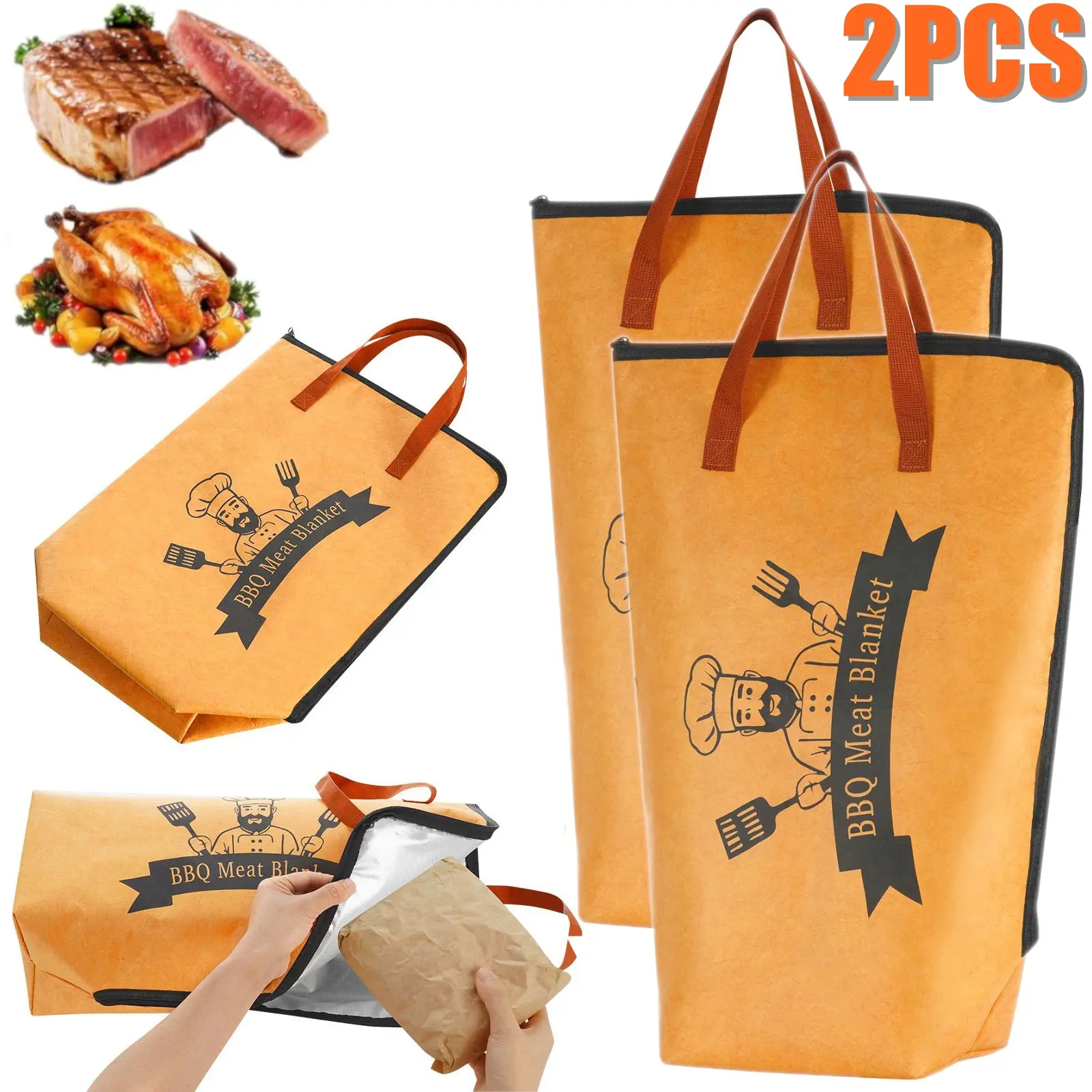 【DealsForYouDays】2Packs- 21inch Insulated BBQ Blanket for Resting Meat, Meat Resting Blanket for Grilling Accessories, Reusable Smoker Grilling Meat Insulated Resting Bag, BBQ Accessories for Large Brisket/Beef/Turkey, Gifts for Men
