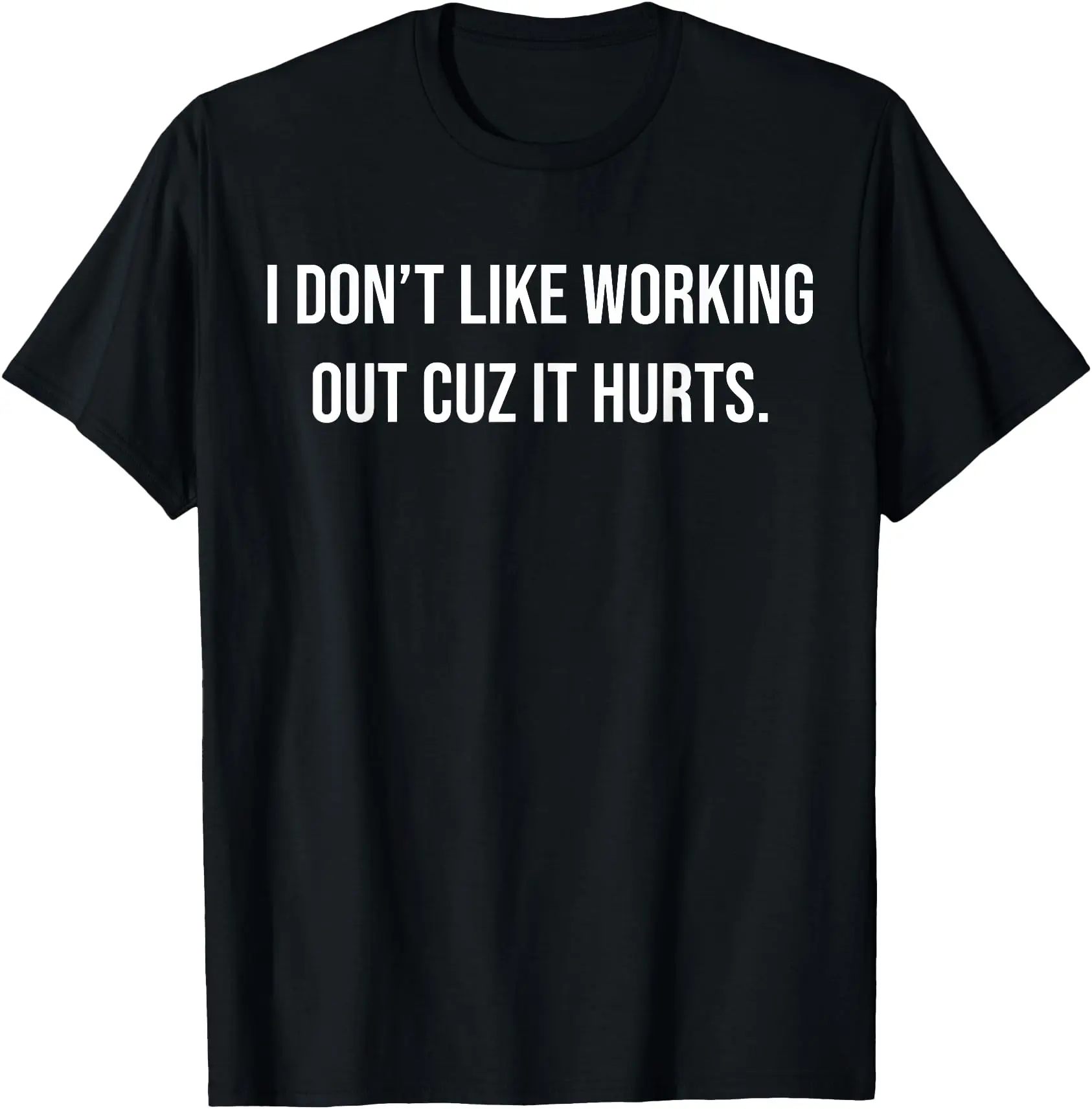 Men's Classic Graphic T-Shirt, 100% Cotton Relaxed Fit Top with Funny "I Don't Like Working Out" Print, Comfy Short Sleeve Casual Streetwear, Fabric, Fitted