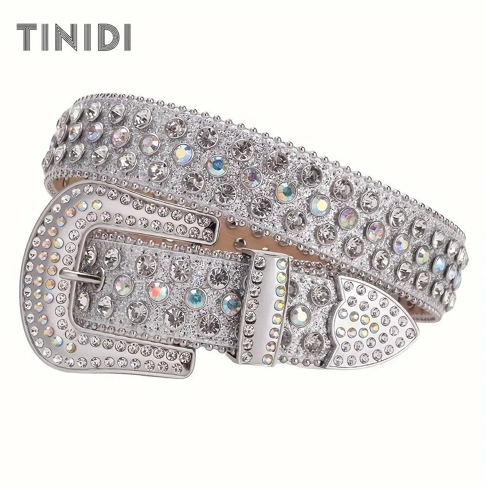 All handmade）TINIDI Luxury Strap Men Women Rhinestones Belt  display picture 1