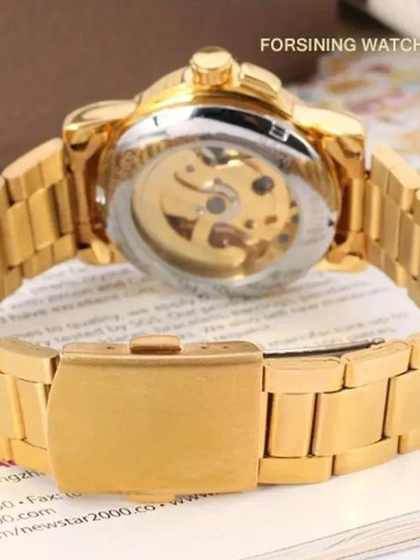 Women's Automatic Mechanical Watch, Analog Mechanical Watch - Luxury Gold Hollow Dial with Luminous Hands, Stainless Steel Strap, Suitable for Formal and Leisure Activities - Ideal Gift for Women's Christmas, Birthday, and New Year