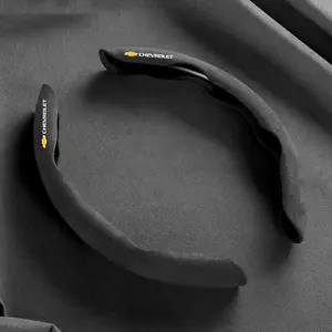 2pcs Suede Leather Car Steering Wheel Cover, Compatible with Chevrolet Cruze Sonic Silverado Trax Camaro Captiva Equinox Trailblazer