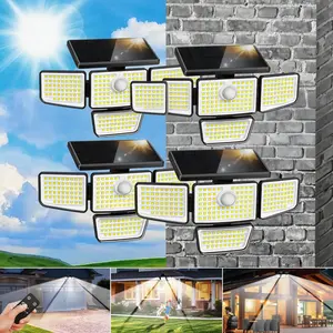 ADEWALK Solar Outdoor Motion Lights, Upgraded 4 Heads 188 LED Security Lights with Motion Sensor Lights, IP65 Waterproof 270° Wide Angle Flood Wall Lights for Home Darkroom Backyard