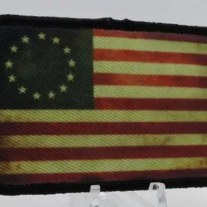Distressed Betsy Ross American Revolution Flag 2"x3" morale patch with hook and loop backing