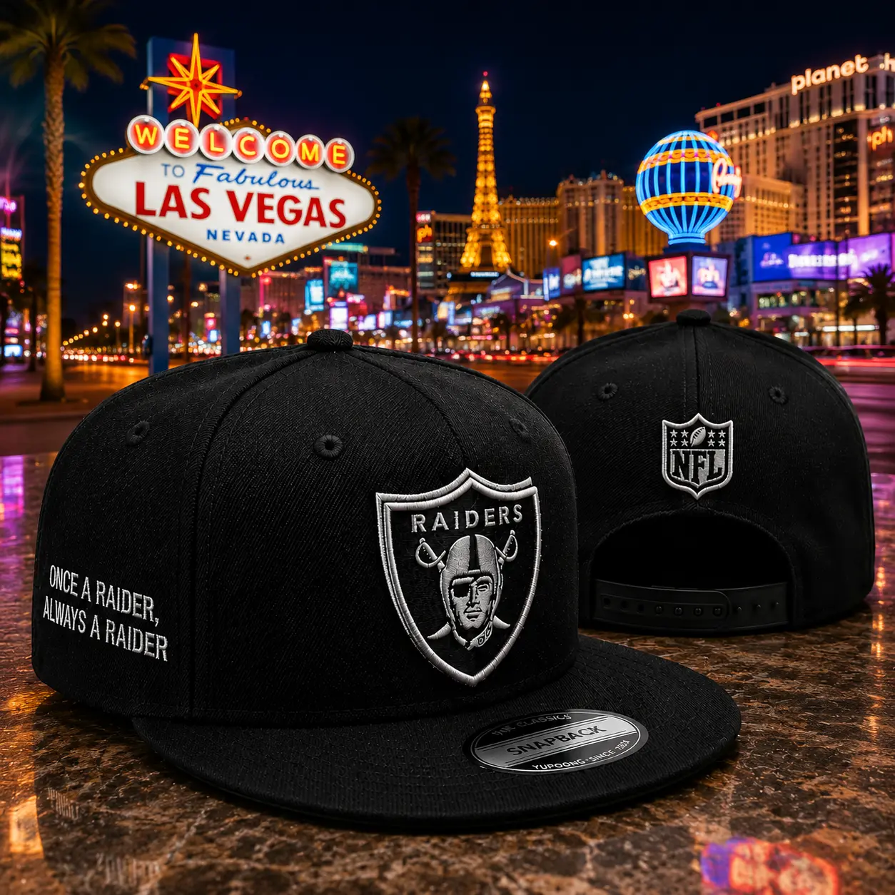 Las Vegas Raiders Black and White 9FIFTY Flat Brim Snapback Baseball Hat - Premium Unisex Streetwear Hip Hop Sports Collectible Headwear