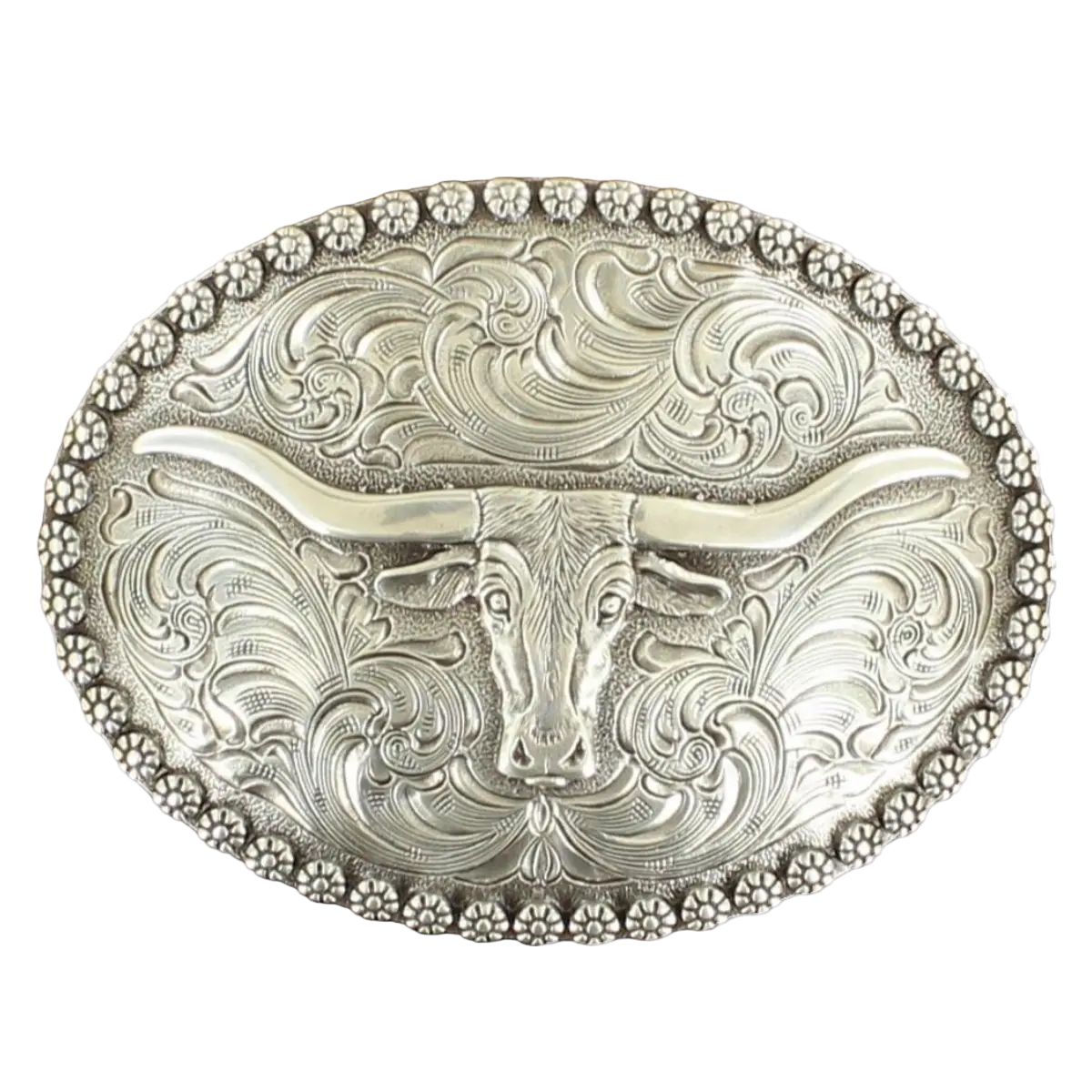 Nocona Men's Longhorn Silver  Belt Buckle 37981