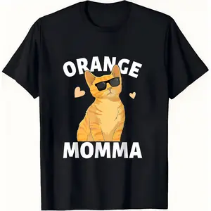 Tabby Cat Orange Flash Cotton T-shirt