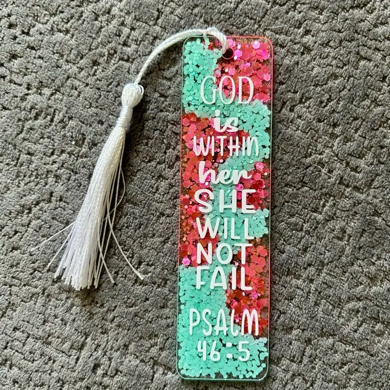 Handmade Acrylic Glitter Bookmark aesthetic journal bookish merchandise bookmarks flower bookmark