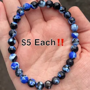 Handmade Natural 8mm Blue Orca(Enhanced) Crystal Bracelet